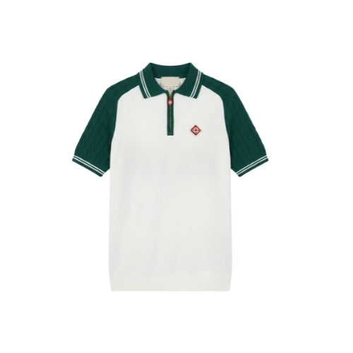 Polo maille zippé Casablanca vert & écru