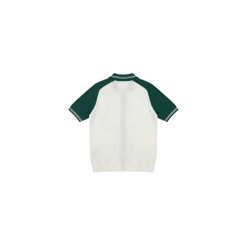 Polo maille zippé Casablanca vert & écru