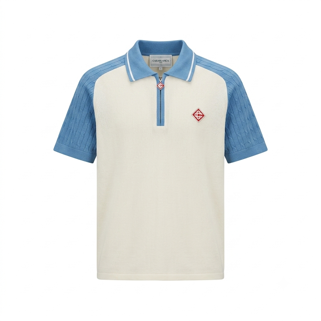 White laurel pique short sleeve Polo Casablanca