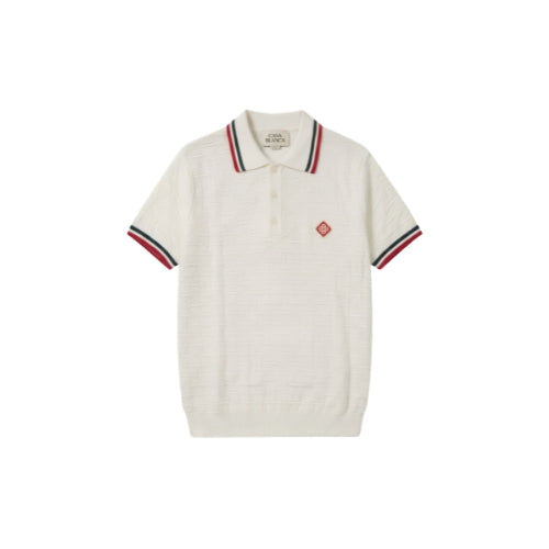 White laurel pique short sleeve Polo Casablanca